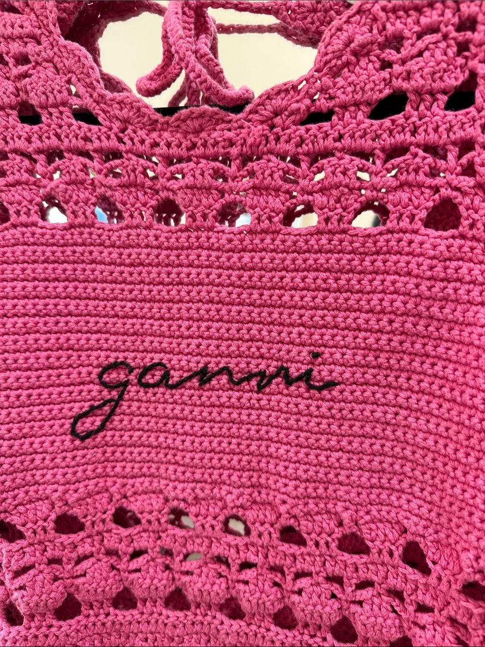 Ganni Crochet Cover Up Tunic in Shocking Pink S - Picture 12 of 15